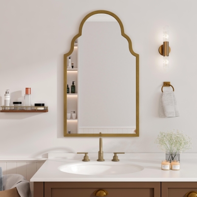 Miroir mural rectangulaire avec cadre en métal, Bronze