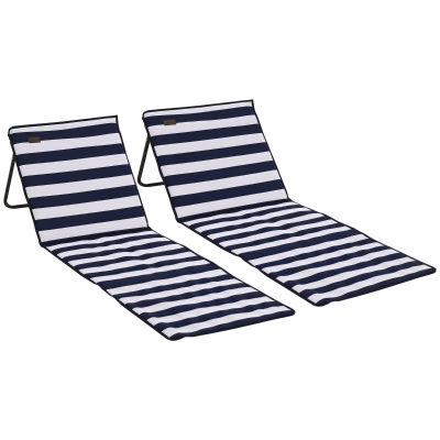 Outsunny Tapis Plage Dossier Réglable Métal