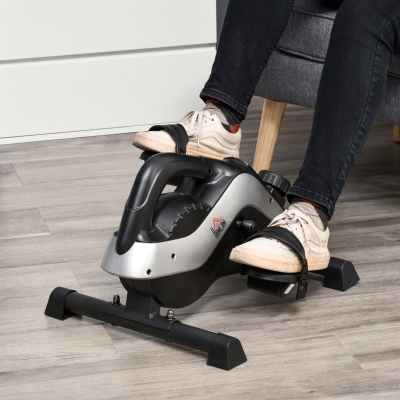 HOMCOM Mini Pedal Trainer para Entrenamiento de Piernas Pedal Trainer con Correa de Sujeción Alfombrilla Antideslizante