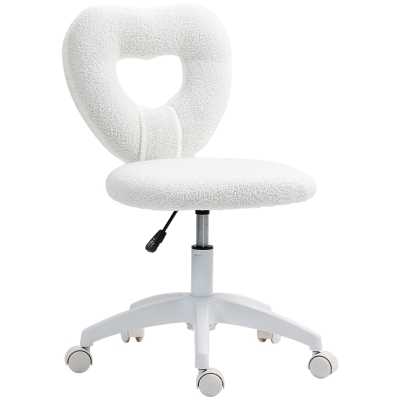 HOMCOM Silla de Oficina Silla de Escritorio Respaldo en Forma de Corazón Acolchado Blanco