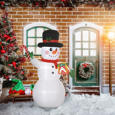Outsunny Muñeco de nieve inflable de Navidad de 180 cm con luces LED, material de fijación y inflador, para interiores y exteriores