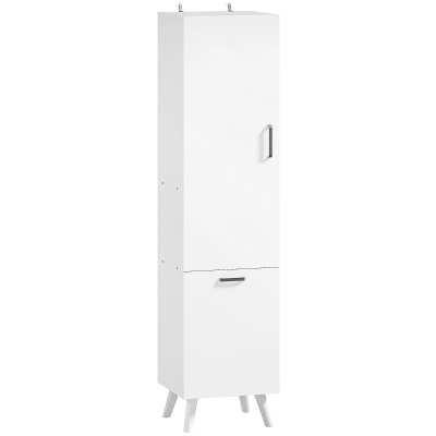 HOMCOM Mueble columna de baño mueble de almacenamiento con armarios con puerta, 35x31,5x144 cm, blanco