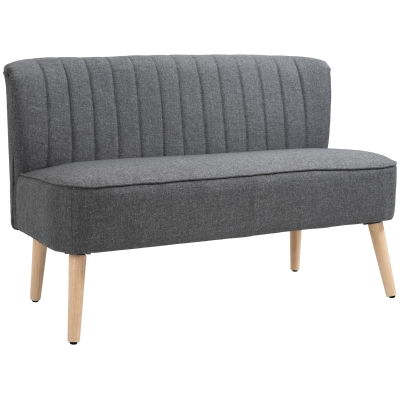 HOMCOM Sofá de 2 Plazas, Acolchado Suave, Tapizado Fácil de Limpiar, Hasta 150 kg, 117x56,5x77 cm, Gris Claro