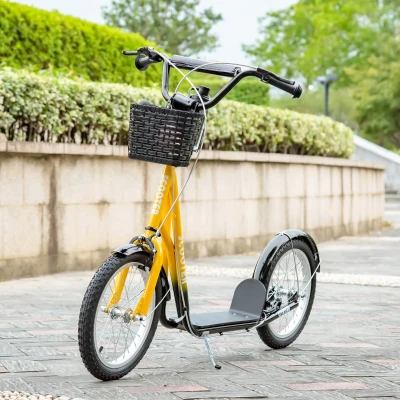 HOMCOM Patinete para Niños, ajustable en altura, antideslizante, marco de acero, cesta extraíble, frenos, ruedas de goma