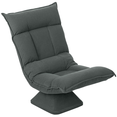 HOMCOM Silla de Suelo con Respaldo Ajustable de 5 Posiciones, Giratoria, Sillón Tapizado Moderno, Gris oscuro