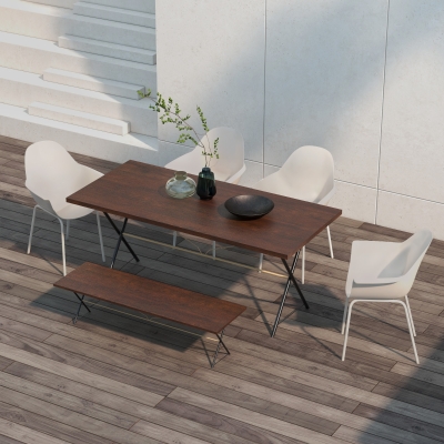 Outsunny Conjunto de 4 sillas de jardín Sillas de exterior Silla de jardín, diseño moderno, 59 cm x 55 cm x 84 cm, Gris