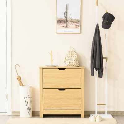 HOMCOM Mueble de zapatos entrada, armario de zapatos mueble de entrada y pasillo - 2 puertas abatibles 2 compartimentos