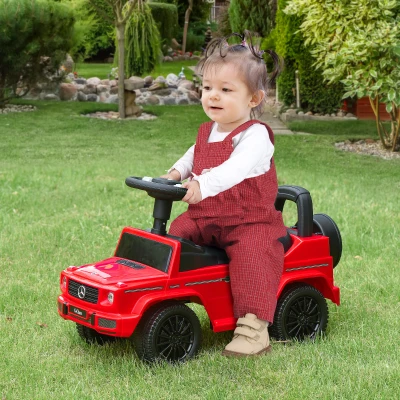 HOMCOM Camión correpasillos para niños con licencia de Mercedes Benz, vehículo de empuje con maletero, claxon y faros para 12-36 meses