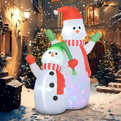 Outsunny Muñeco de nieve inflable de Navidad, 240 cm, decoración inflable de Navidad con luces LED, blanco