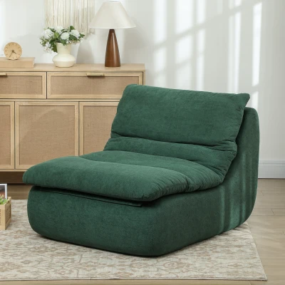 HOMCOM Sillón perezoso tipo chaise longue de 1 plaza con espuma monobloque de ultra alta densidad, soporta hasta 200 kg, 82x103x75 cm