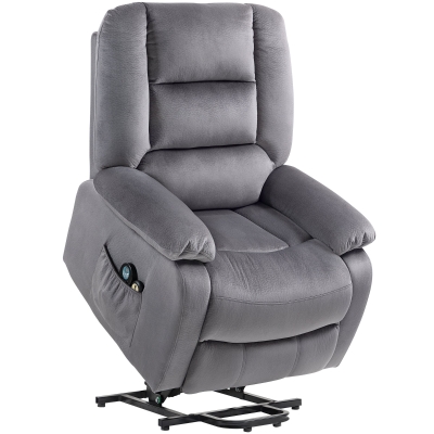 HOMCOM Sillón de televisión con ayuda para levantarse, función de calor y masaje, mando a distancia y bolsillo lateral, Gris oscuro