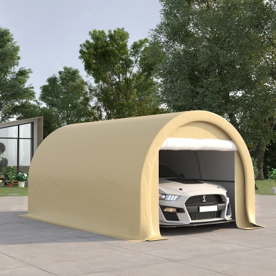 Outsunny Carpa de garaje resistente al agua protección UV UPF 30 + laterales desmontables 5x3 m Beige