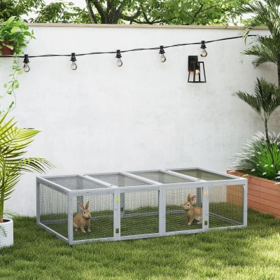 PawHut Recinzione per animali 181cm x 100cm x 48cm Grigio