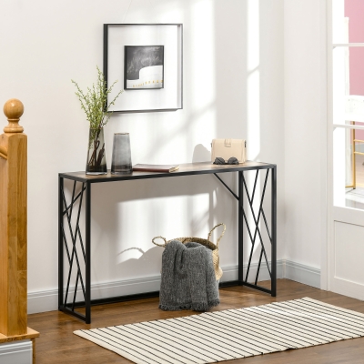 HOMCOM Consola, Mesa de entrada, Diseño industrial, Estructura metálica estable, 120 x 35 x 75 cm