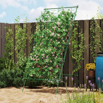 Outsunny Emparrado de Acero para Encajar sin óxido, Ayuda en Forma de A para Plantas Trepadoras 101x133x227 cm Verde