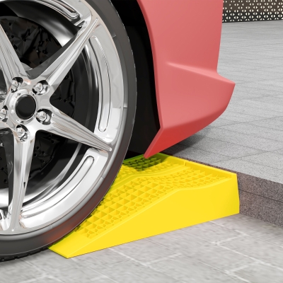 HOMCOM Conjunto de 2 rampas para coche vehículo utilitario rampa de carga dim, 70x19,5x7,8 cm PP Amarillo
