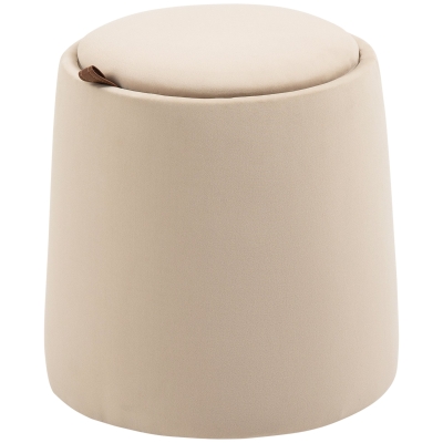 HOMCOM 2 en 1 Puff de Terciopelo con Almacenamiento y Tapa Desmontable de 44x47,5 cm Beige