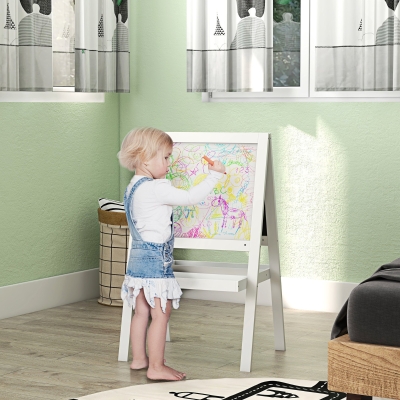 AIYAPLAY Tabla caballete infantil 2 en 1 cara ardoise magnético y cara tablero negro de tiza blanco