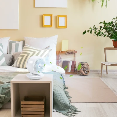 HOMCOM Ventilador de mesa potente 45W, 3 velocidades, oscilante a 70° multidireccional, inclinación a 90°, blanco