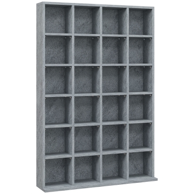 HOMCOM Mueble de almacenamiento multimedia 480 CD/312 DVD - biblioteca de madera con estantes ajustables, 89x130,5 cm, Gris