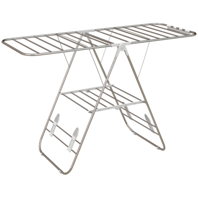 HOMCOM Secador de Ropa en Pie Plegable Tendedero 2 Niveles Ajustables 148x60,5x98 cm