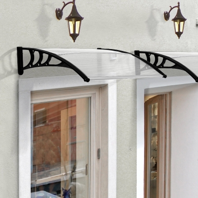 Outsunny Toldo de Puerta 75 x 100 cm Toldo en Voladizo Cubierta Policarbonato Blanco