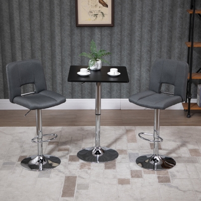 HOMCOM Mesa de bar ajustable en altura, 360° giratoria, patas resistentes a los arañazos, base de metal estable, Negro/Plata