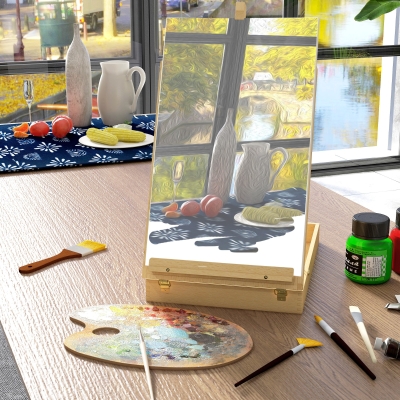 Vinsetto Caballete de Mesa de Madera para Lienzo hasta 61 cm en Madera de Haya, Tablero de Dibujo Plegable Madera Natural