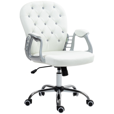 Vinsetto Silla de Oficina, Silla de Escritorio Ergonómica con Reposabrazos, Respaldo Acolchado Blanco