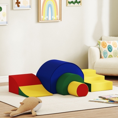 AIYAPLAY Set de 5 bloques blandos para bebés y niños pequeños, espuma, cuero artificial, 5 formas creativas, set interior para trepar