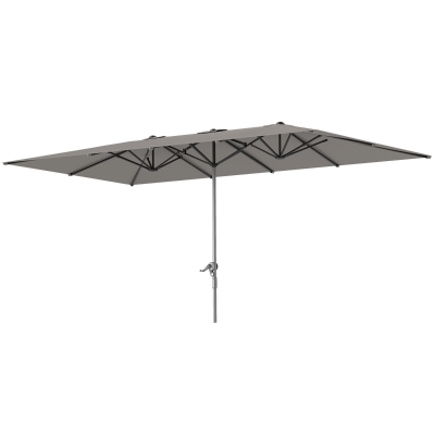 Outsunny Parasol de jardín exterior, parasol doble rectangular 451x264 cm con manivela tela poliéster 200g/m² Gris oscuro