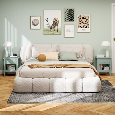 HOMCOM Lote de 2 mesitas de noche con cajón y compartimento abierto, 45 x 40 x 55 cm, verde