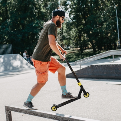 HOMCOM Pro Scooter Acrobática, Tretroller para trucos de freestyle, Aluminio, Metal, Cuero Sintético, para niños y adultos, Oro