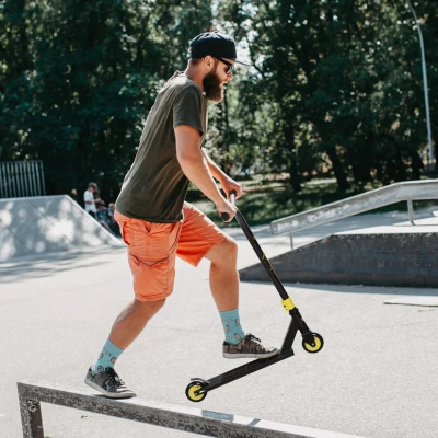 HOMCOM Pro Scooter Acrobática, Tretroller para trucos de freestyle, Aluminio, Metal, Cuero Sintético, para niños y adultos, Oro
