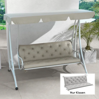 Outsunny Cojín para banco de 3 plazas 150x98x8 cm con lazada, cojín para muebles de jardín columpio estilo Hollywood, Gris claro
