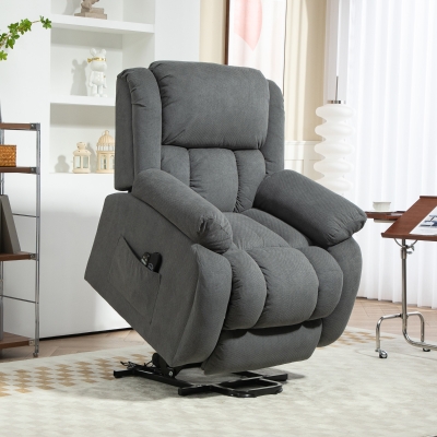 HOMCOM Sillón elevador eléctrico con masaje y calefacción con reposapiés, respaldo inclinable, control remoto y bolsillo lateral