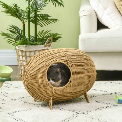 PawHut Cama para gato elevada acogedora casas y cúpulas niche cueva para gatos gran comodidad dim. 55L x 36An x 42Al cm cojín incluido