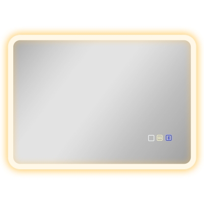HOMCOM Espejo de baño LED Bluetooth 50x70 cm interruptor táctil luz ajustable 3 colores anti-niebla memoria plateado