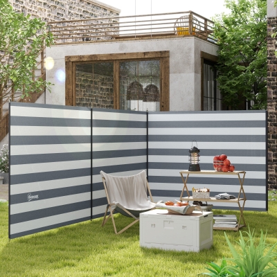 Outsunny Paraviento de camping portátil plegable con bolsa de transporte y postes de acero dimensiones 540x150 cm