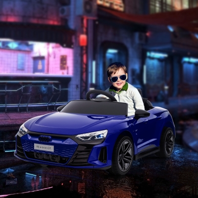 HOMCOM Coche vehículo eléctrico para niños 12 V - control remoto parental - efectos sonoros, luces - Audi RS E-tron GT blanco