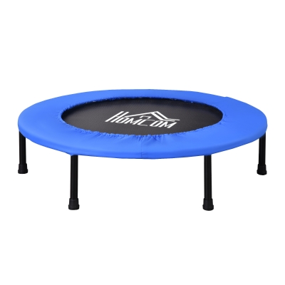 HOMCOM Trampolín de fitness 91 cm Mini Trampoline con pies antideslizantes 100kg de carga 91x22,5 cm Azul+Negro