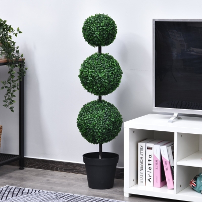 Outsunny Boj Artificial Topiario Artificial en Forma de Bolas dim, 30x112 cm Verde