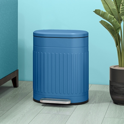 HOMCOM Cubo de basura de cocina con pedal 20L tapa de cierre suave cubo interior removible 36,5 x 31,2 x 45 cm azul