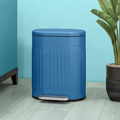 HOMCOM Cubo de basura de cocina con pedal 20 L tapa de cierre suave cubo interior removible 36,5x31,2x45 cm azul