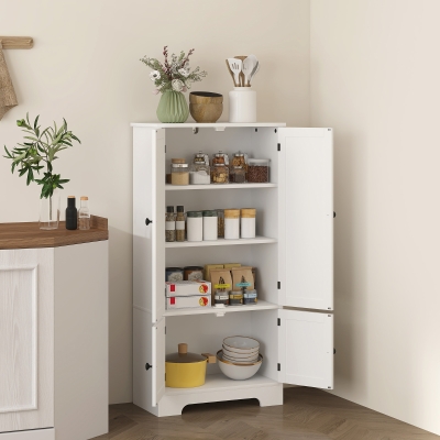 HOMCOM Armario de cocina buffet cocina con armarios y estantes ajustables, 58,2x30x123 cm, blanco