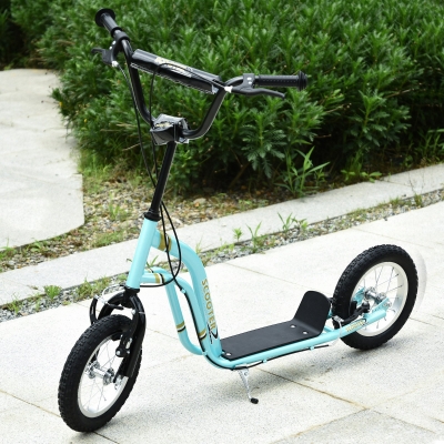 HOMCOM Patineta para niños de 5 a 12 años 2 ruedas, patineta infantil con altura ajustable 120 x 58 x 85-95 cm azul