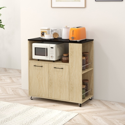 HOMCOM Carrito de cocina con ruedas y múltiples espacios de almacenamiento 75 x 40 x 80,5 cm