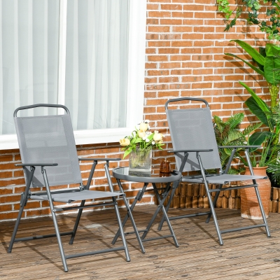 Outsunny Conjunto de Muebles de Bistró Exterior con Mesa de Jardín Plegable, 53,5 cm x 64 cm x 93 cm, Gris Claro