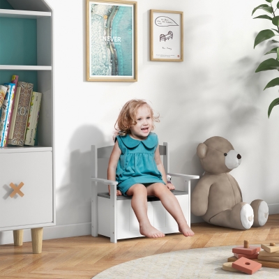 AIYAPLAY Baúl de juguetes para niños 2 en 1 y banco con respaldo y apoyabrazos - pistón neumático 68,5x34x58 cm