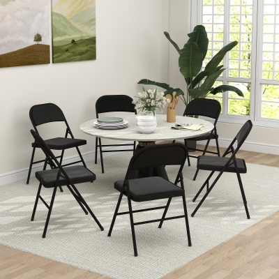 HOMCOM Lote de 6 sillas plegables sillas de comedor portátiles estructura de acero 45 x 46 x 78 cm negro